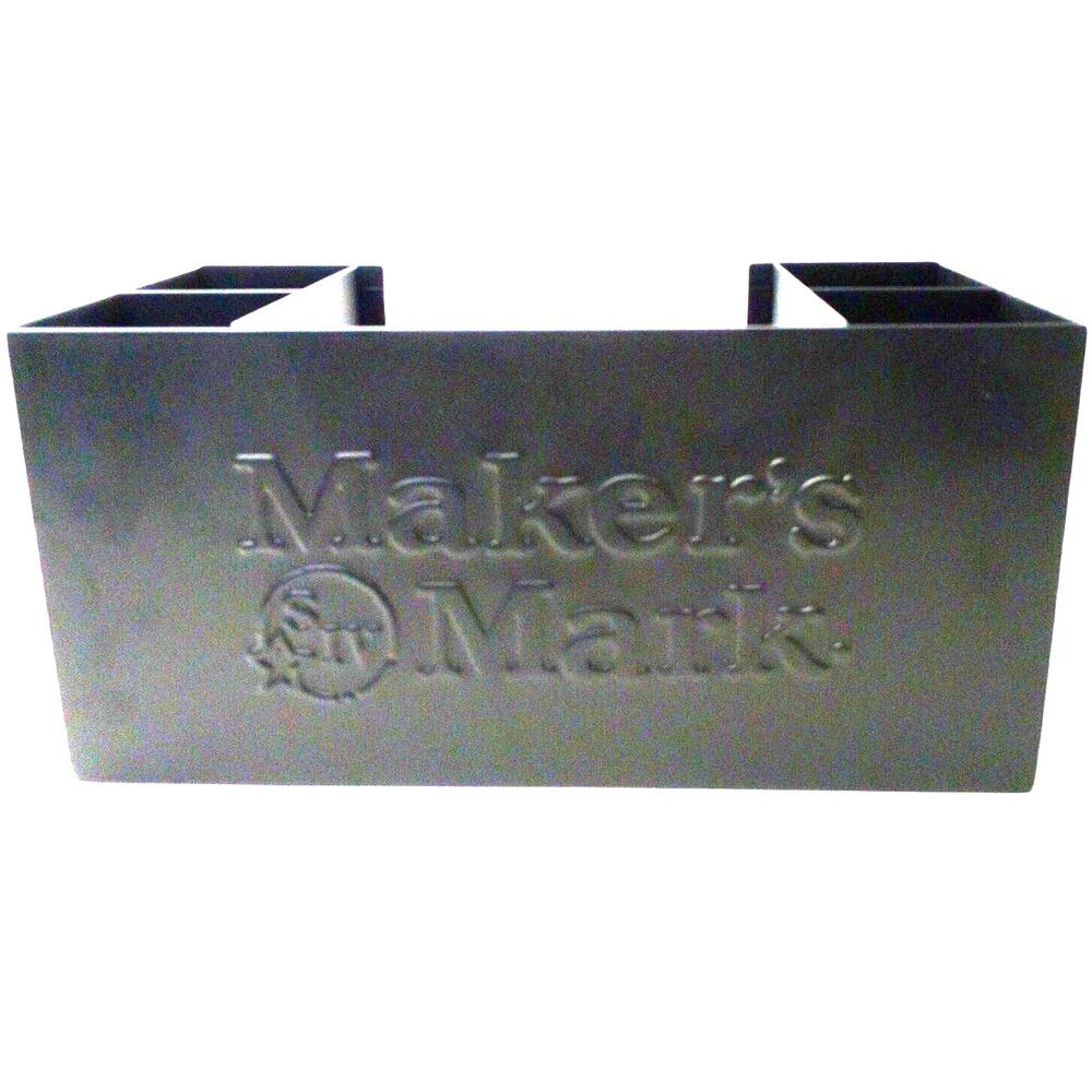 Maker's Mark Metal Black Bar Caddy Organizer Embossed Logo Napkin/Stirrer Holder